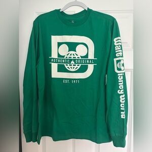 Walt Disney World Authentic Original Green Long Sleeve Shirt Adult Sz Medium
